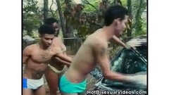 Cock car wash bisexual trio Thumb