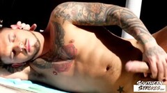 SOUTHERNSTROKES Dreamy Inked Jock Seth Knight Masturbates Solo Thumb