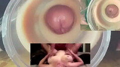 Split Screen Cum Compilation #2 - My Tribute To My Busty Natural Asian Wife&rsquo_s Natural DDs. She is AsianSexyWife Thumb