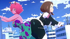 Mina and Ochaco Trap a Criminal Thumb