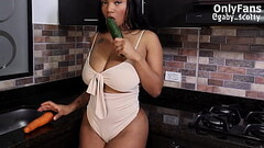 Gaby, the nympho, doesn&#039_t care if it&#039_s a vegetable... she wants to fuck her pussy with anything. Thumb